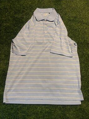 Ping Performance Men's Light Blue Striped Polo Shirt Large